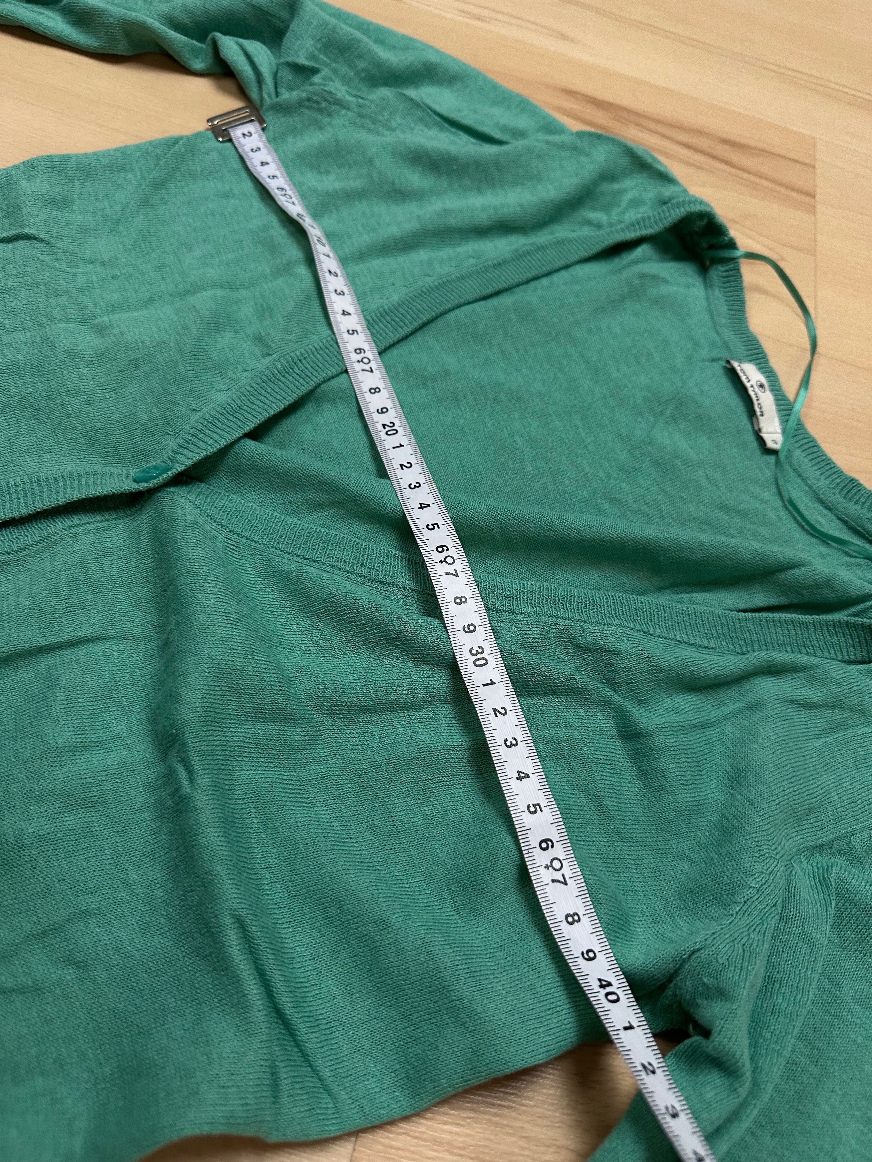 Tom Tailor bawełniany sweter guziki turkus damski v neck