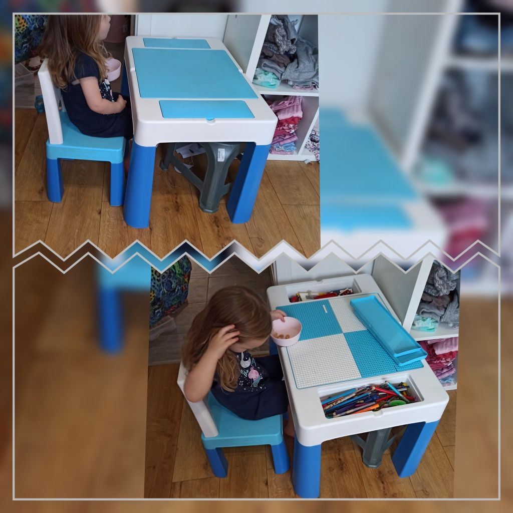 Stolik dziecięcy multifun stolik lego z 1 krzesełkiem