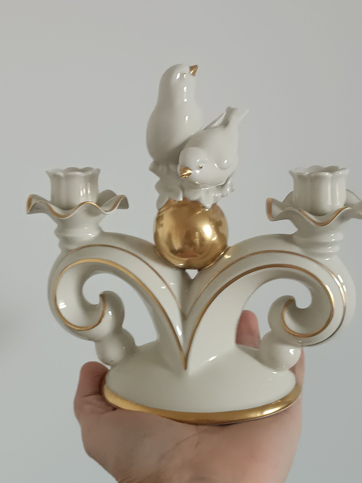 Świecznik z ptakami porcelana Neutattau