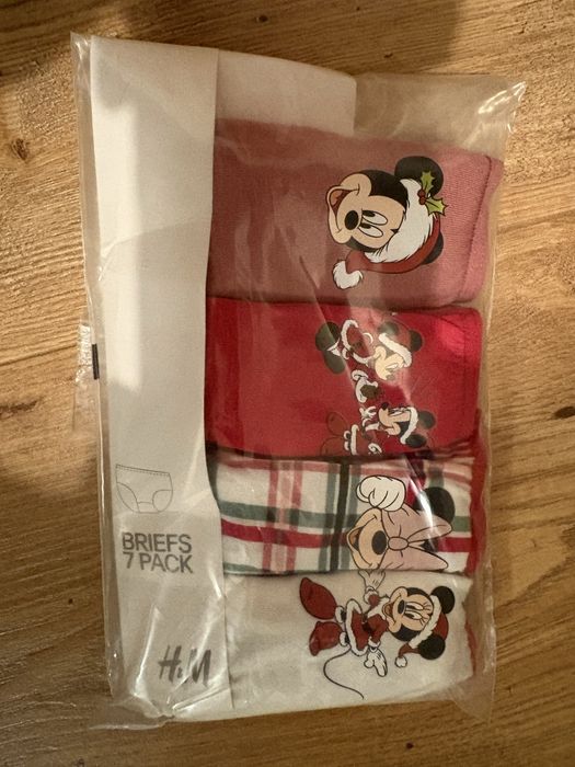 Swiateczne majtki h&m myszka miko 122/128 4 pary