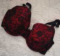 Biustonosz PRIMARK red koronka, r. 32DD/ 85 DD