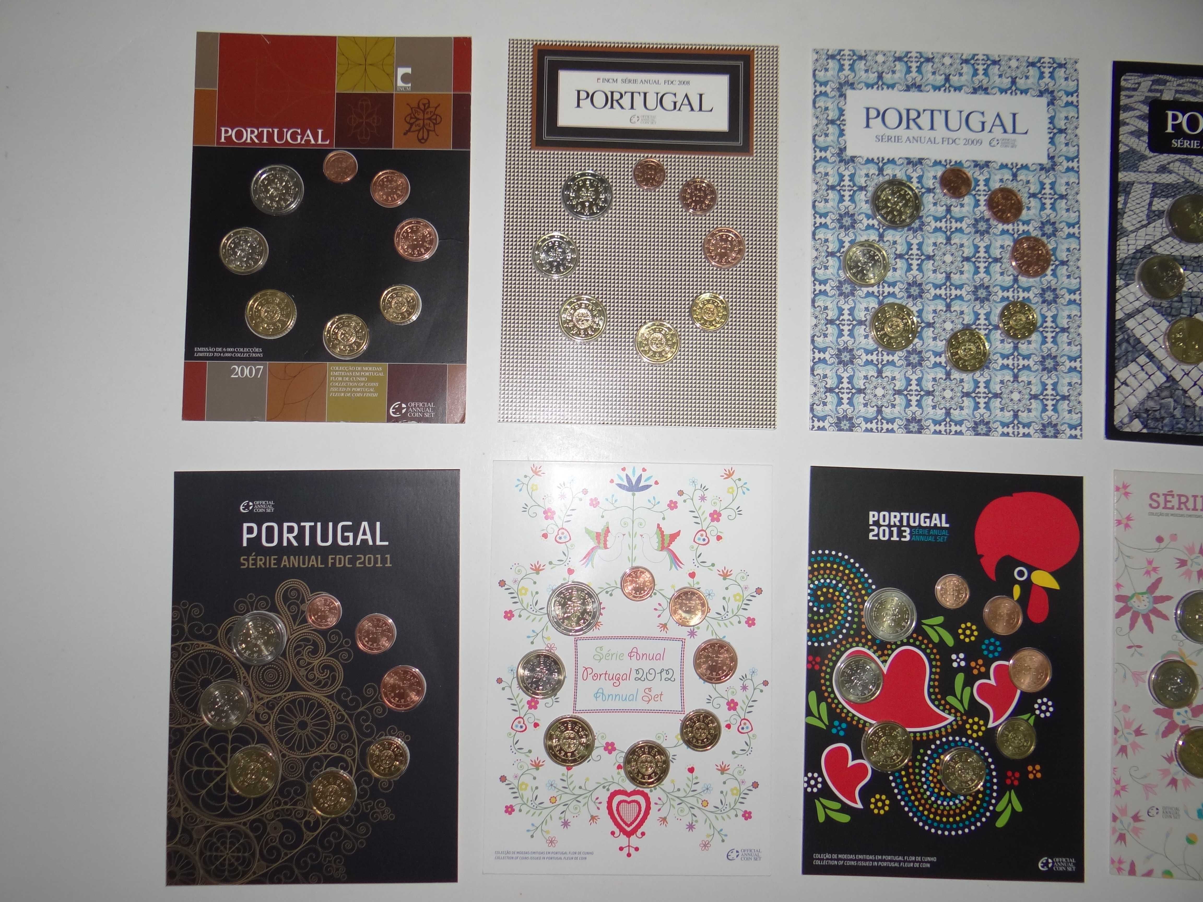 Carteira moedas euros Portugal Fdc 2007, 08, 09, 10, 11, 12, 12, 2015