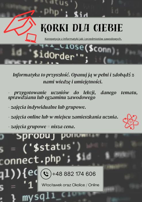 Korepetycje z informatyki -  [Wszystko na poziomie szkoły średniej]