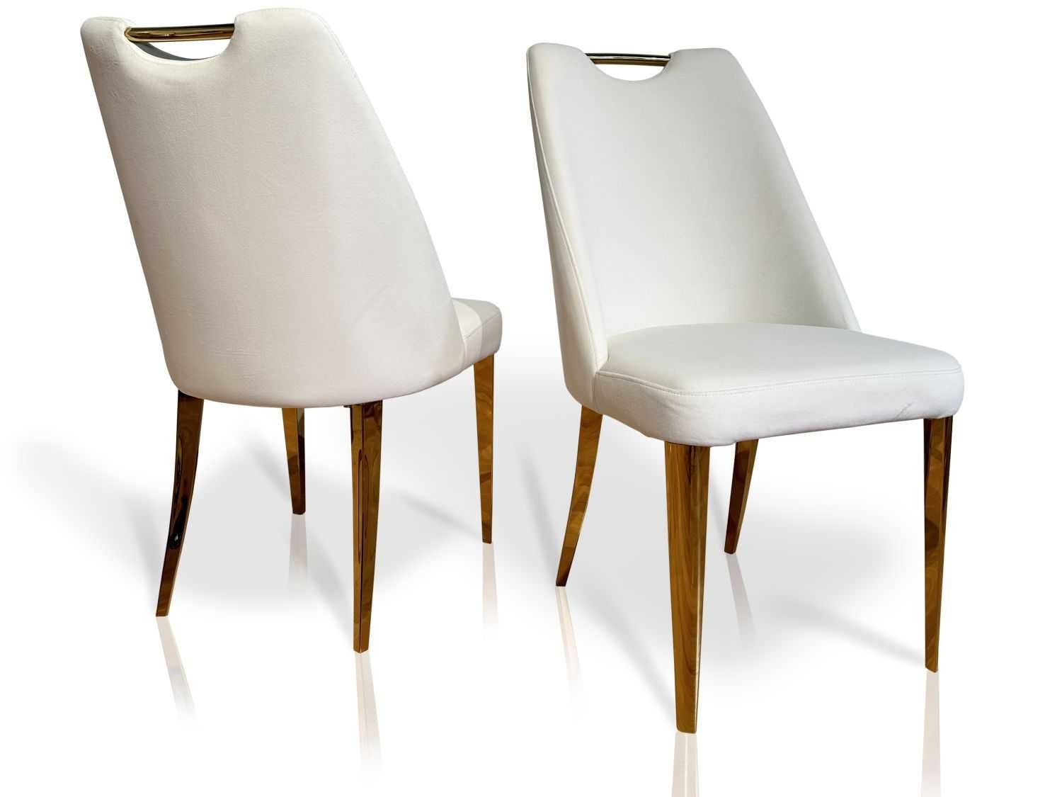 Krzesło tapicerowane Glamour FT239 Gold, velvet biały, velvet czarny