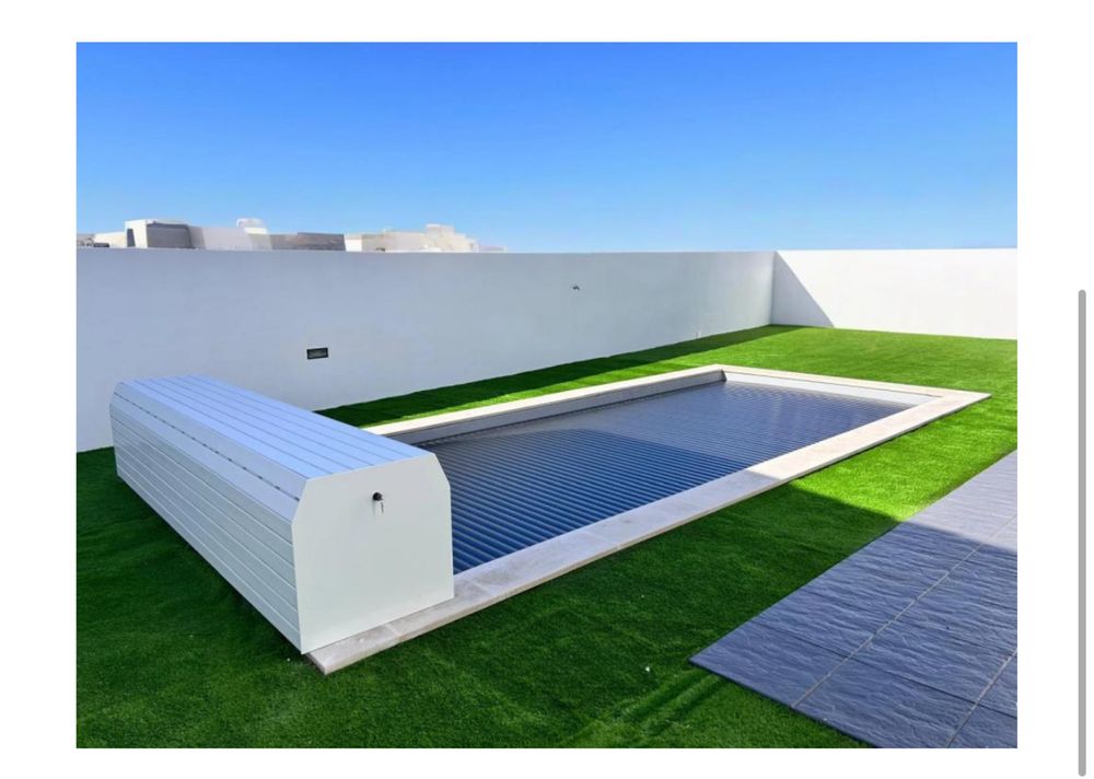 cobertura de segurança elétrica piscina, laminas brancas 4x8m