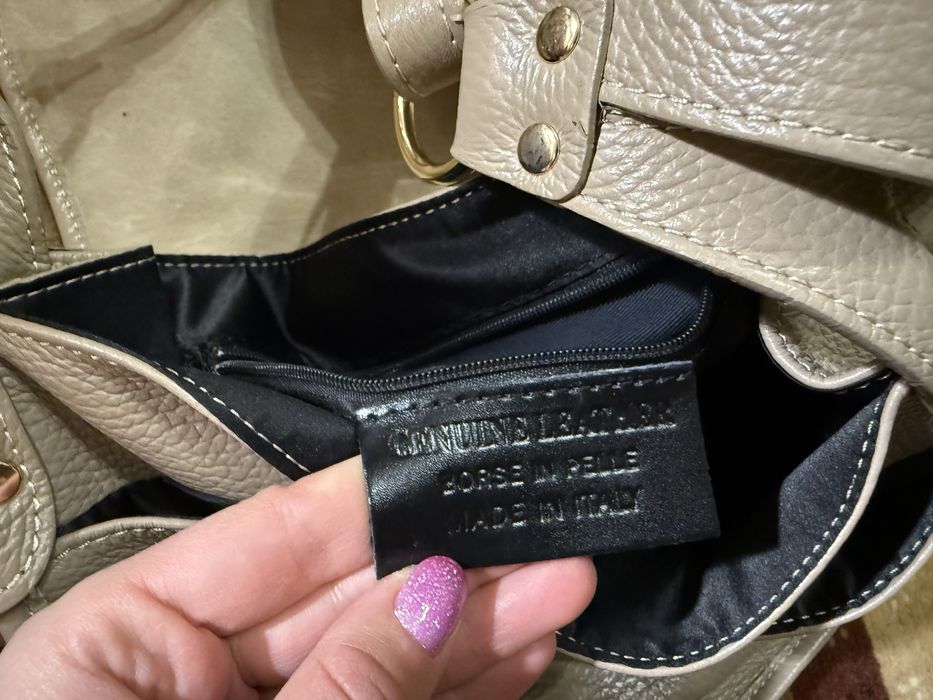 Сумка бежева натуральна шкіра Італія сумочка клатч zara