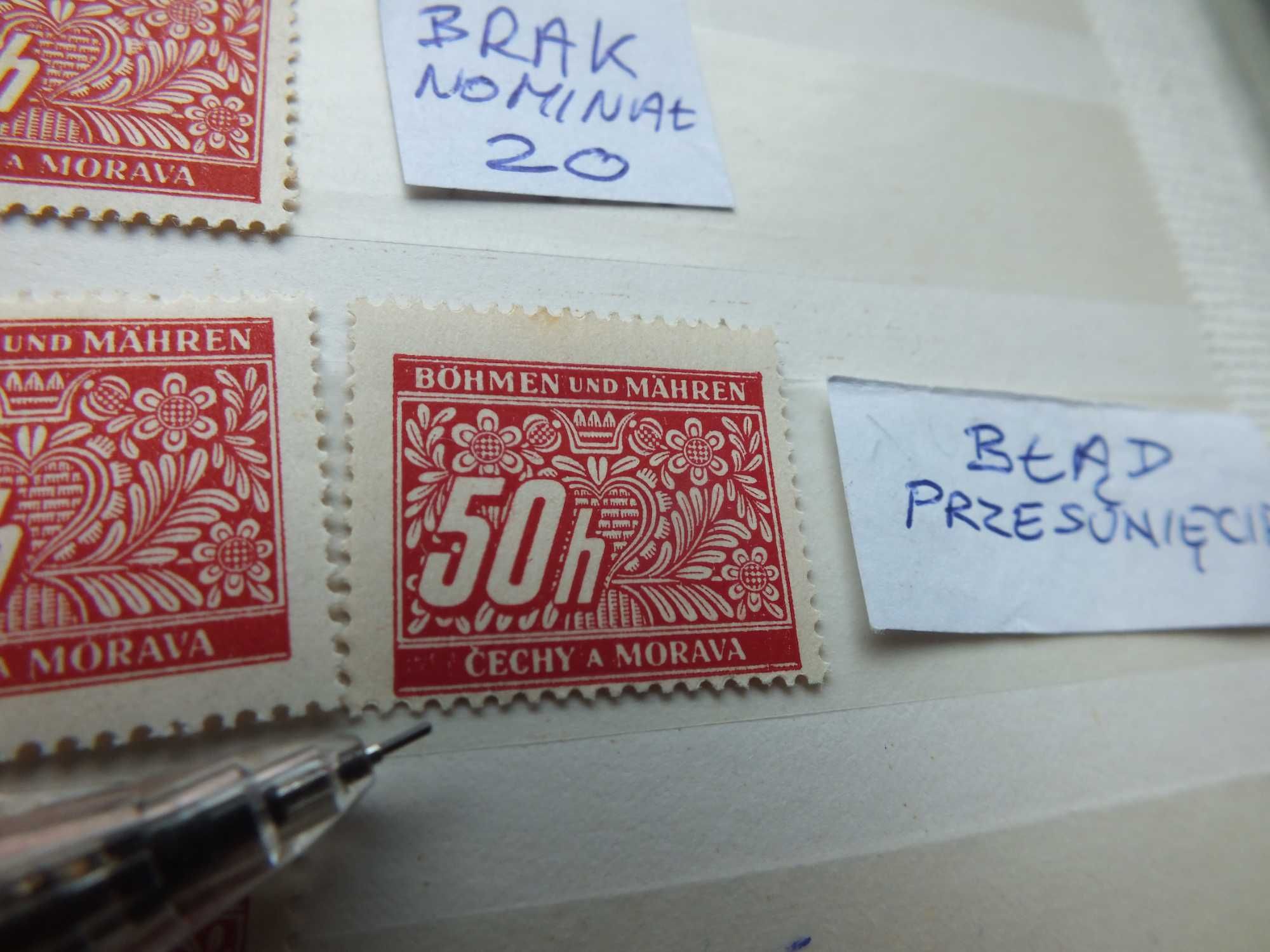 10szt. znaczki Mi P1 PORTO BŁĄD Niemcy 1939r. czyste ** BOHMEN Rzesza