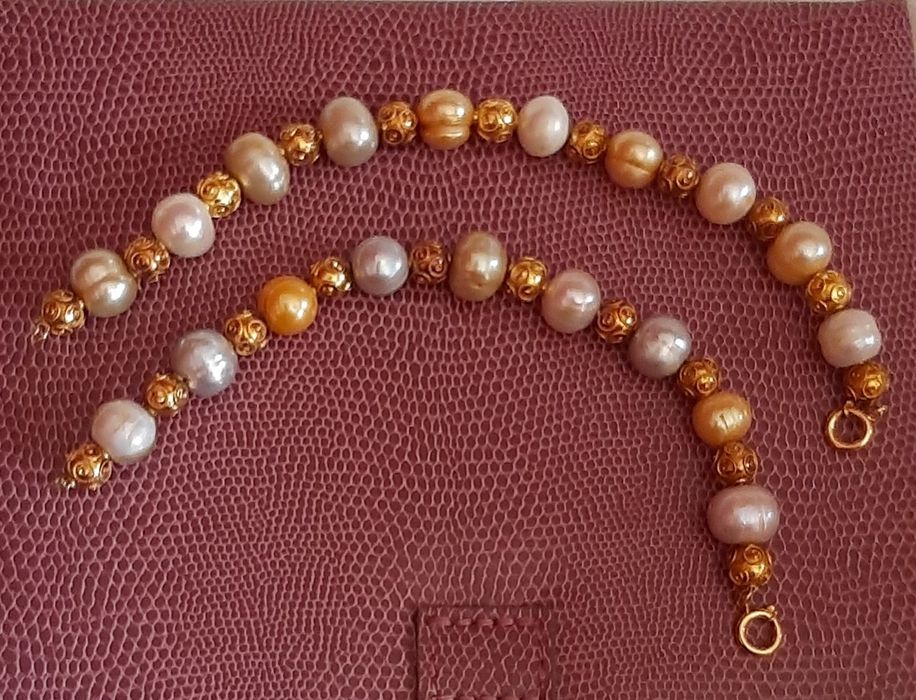 Pulseiras de  Contas de Viana em Ouro 19kt e Pérolas Barrocas