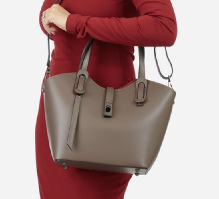 Сумка шопер пудра шкіряна сумка червона бежева чорна Кожаная сумка