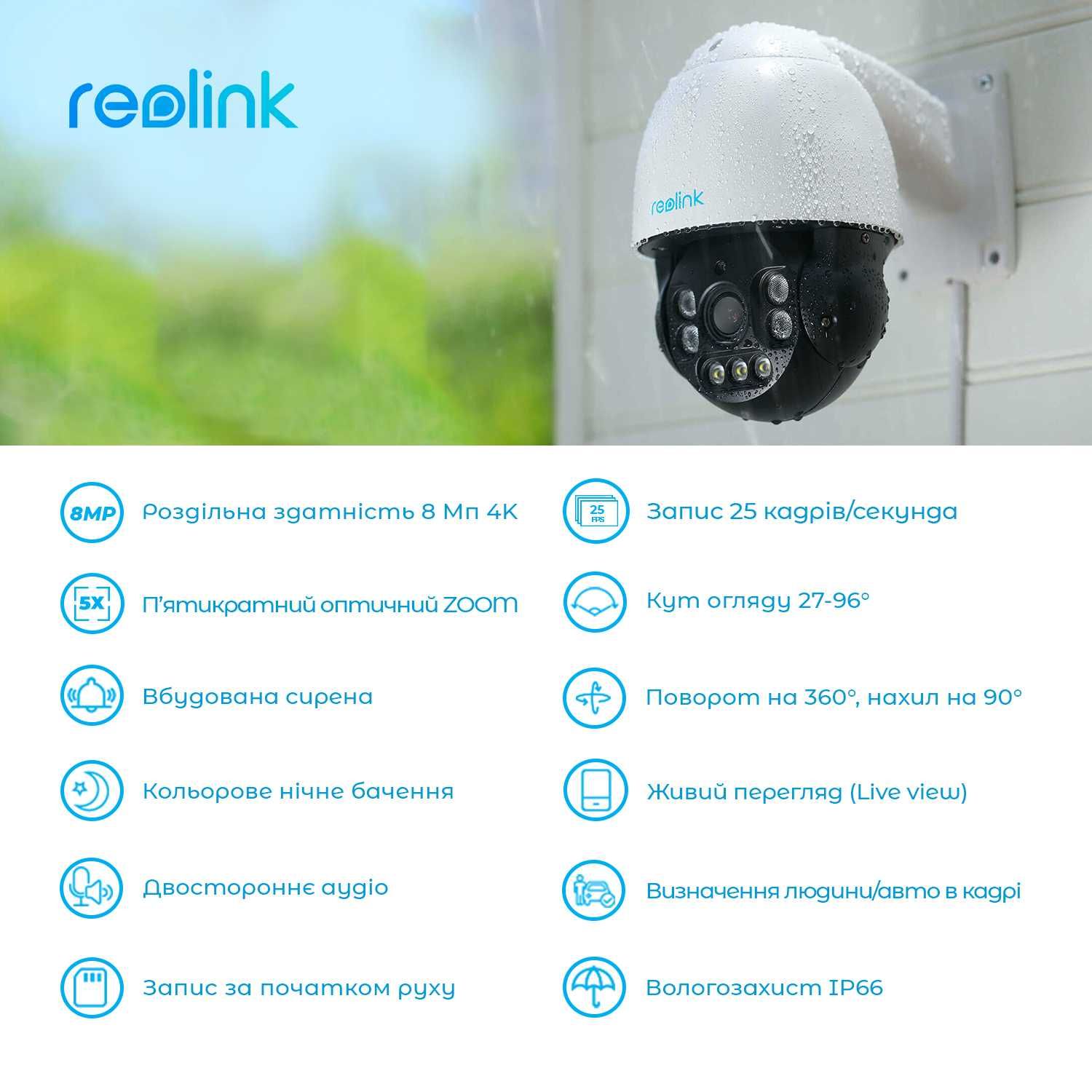 IP камера Reolink RLC-823A PoE 8mp RLC-523WA wi-fi 5mp поворотна