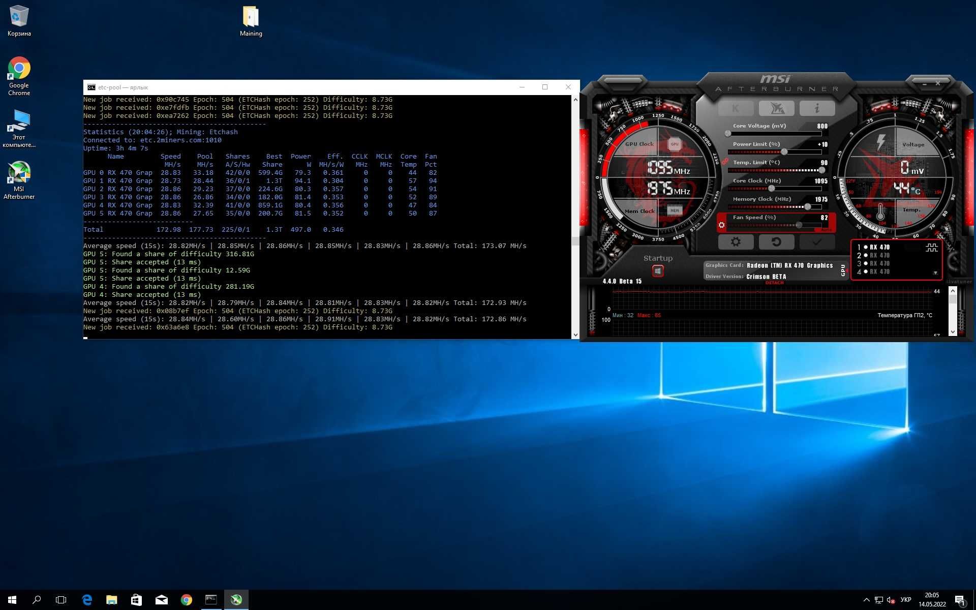 Mining Майнінг ферма 6 rx470 4 GB