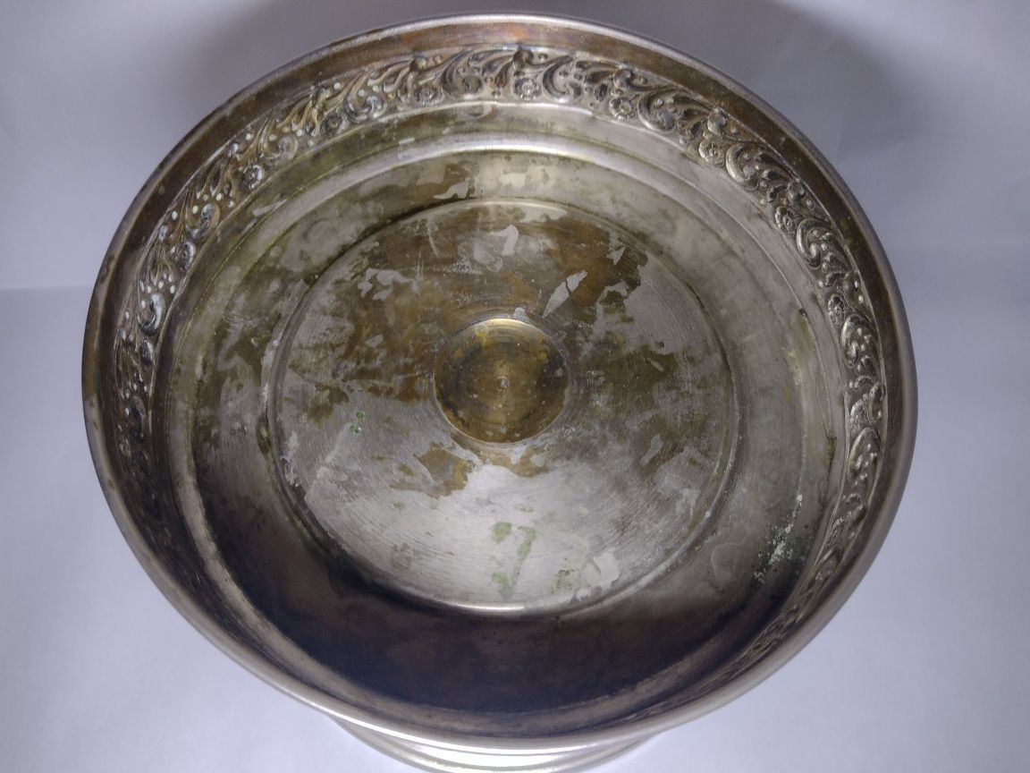 Stara patera źardinera platerowana Sygnatura J. Sopyło Lwów