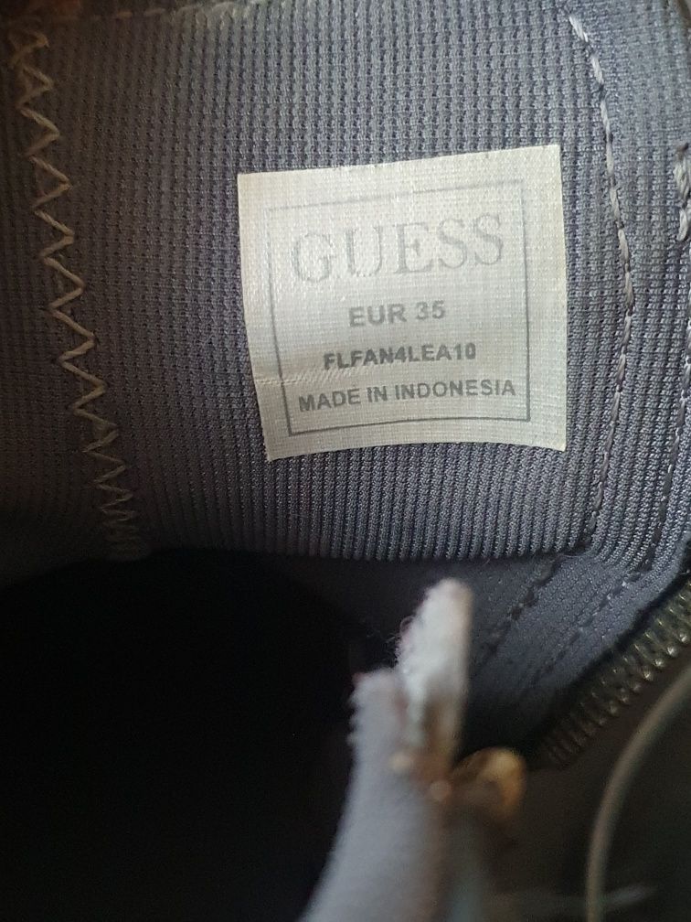 Guess, botki ze skóry na koturnie