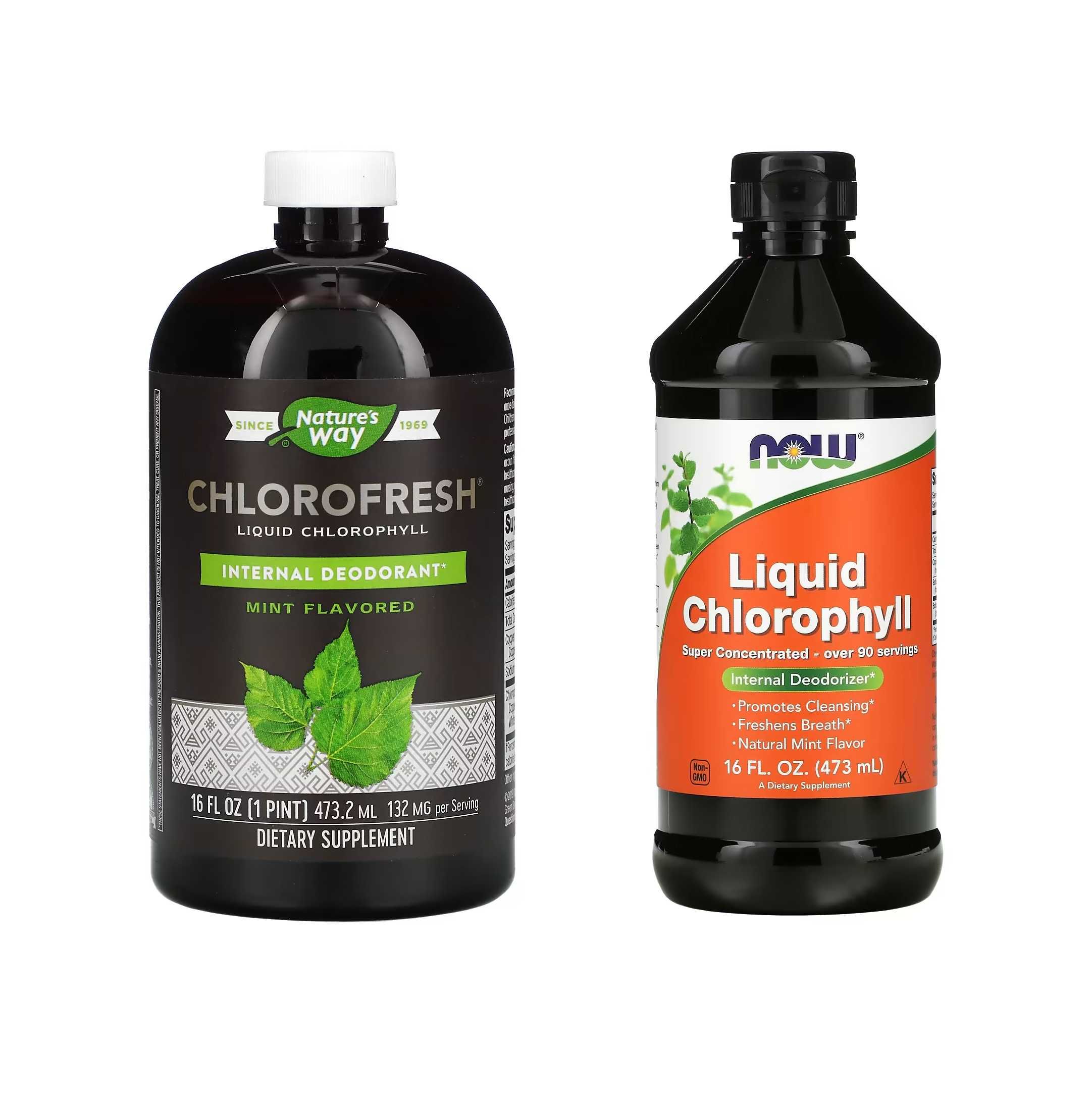Nature's Way Chlorofresh, NOW Foods рідкий хлорофіл з ароматом м’яти