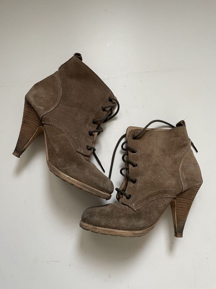 Buty zamszowe boho botki wiązane zamsz 38 Next obcasy oksfordy