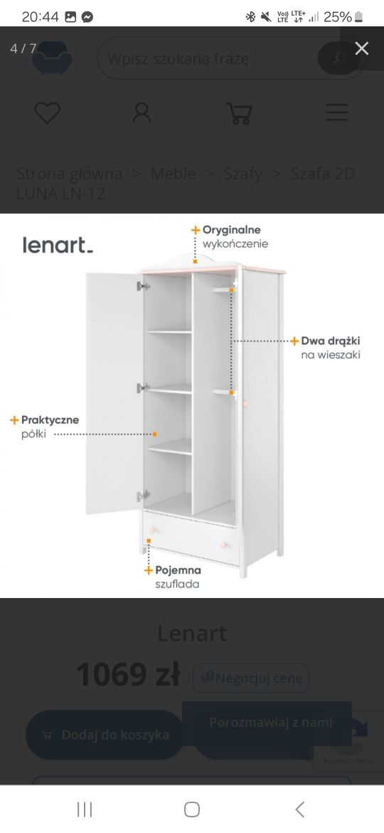 Zestaw mebli Luna szafa i komoda