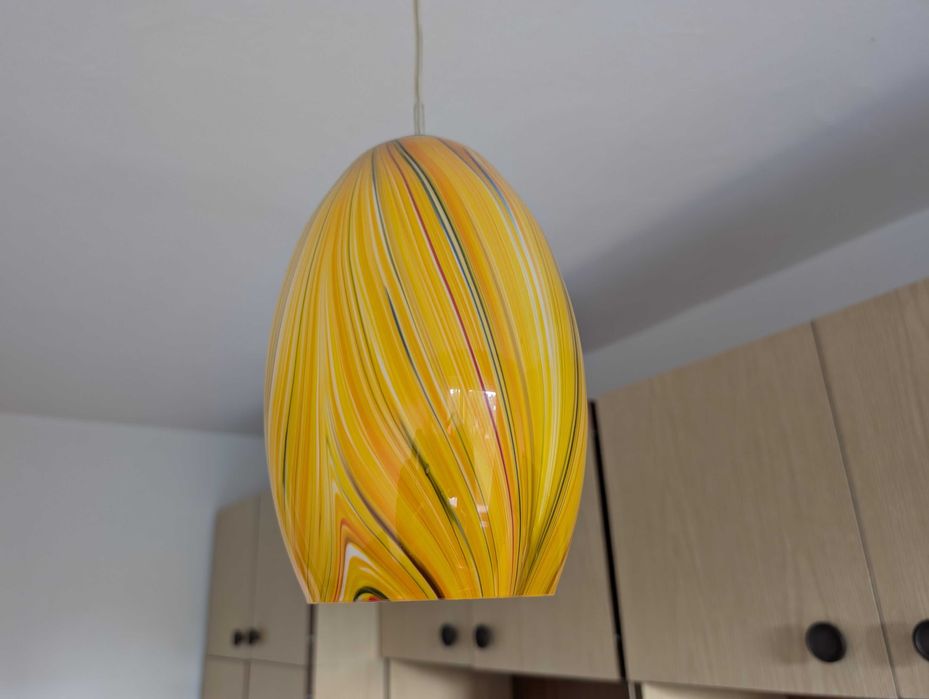Lampa wisząca PRL, vintage, retro, szkło barwione w masie, Murano