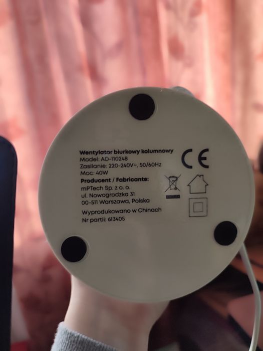 Wentylator kolumnowy biurkowy 40W - Hoffen