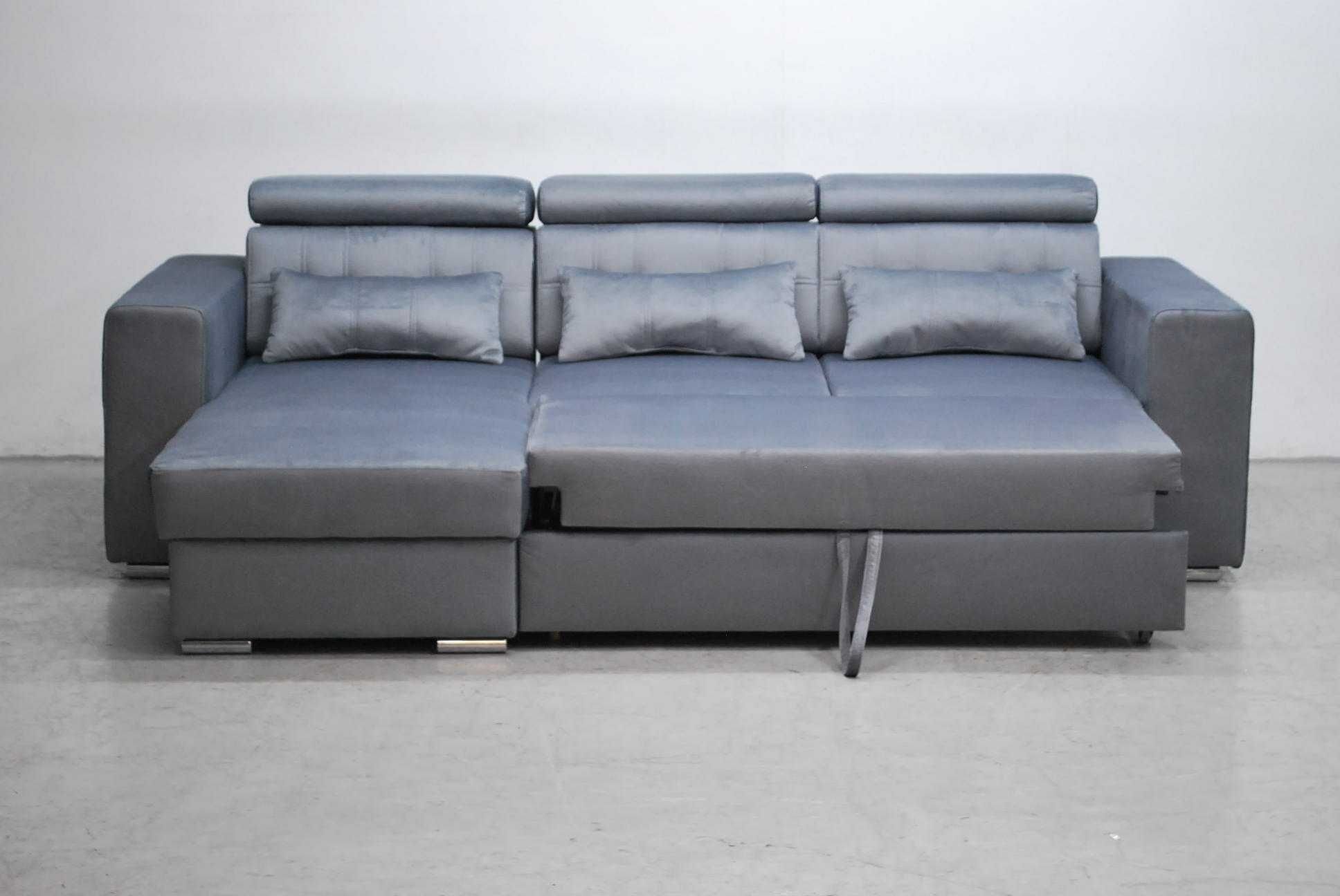 PAA NOWOCZESNY NAROŻNIK funkcja spania pojemnik M85 sofa kanapa welur