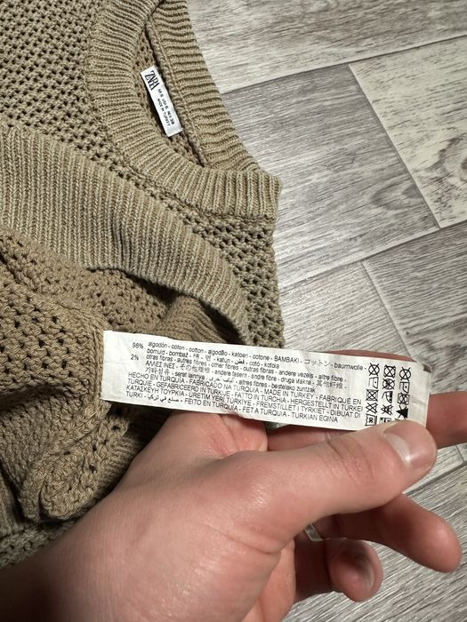 Светр Zara Knitted Cotton Crewneck Sweater