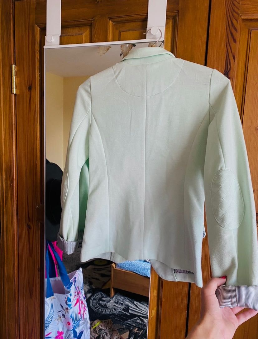 Marynarka Reserved miętowa żakiet blazer łaty guzik XS