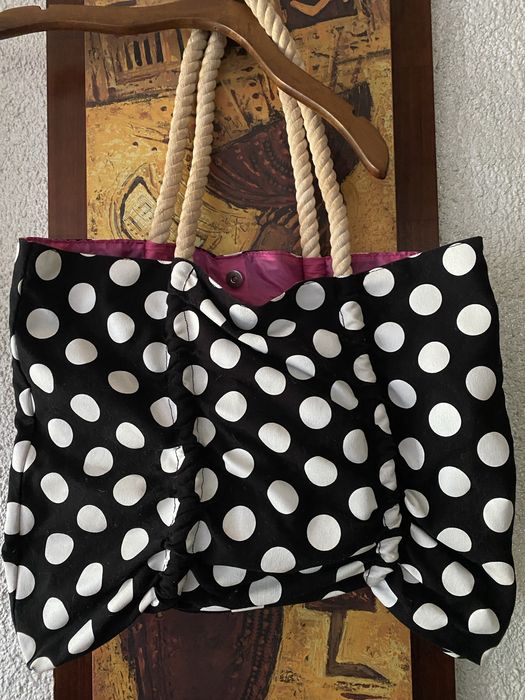 Torba plażowa/na zakupy bawełniana w grochy Promod