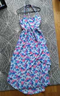 Sukienka asymetryczna na ramiączkach niebieska w kwiaty Tally Weijl 36