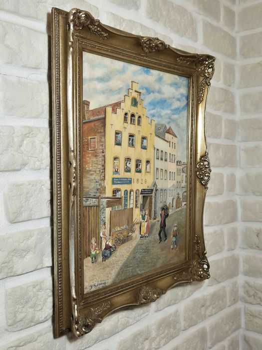 Obraz olej na płótnie Köln 1928 Straßburgergasse W. Fussbroich