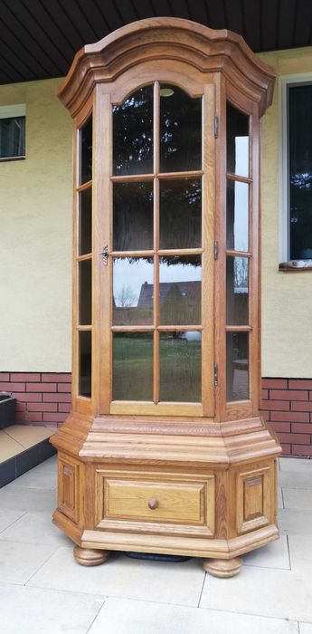 Witryna kredens drewniana regał półki biblioteka szafka komoda sosnowa