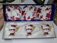 porcelana Duca Di Bavaria, Vintage 3 małe talerzyki i pół-filiżanki