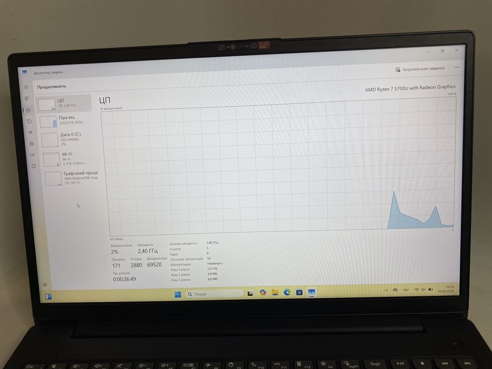 Lenovo V15 G2 ALC (Ryzen 7 5700u/Radeon RX Vega 8/ 12Gb/256Gb/IPS FHD)