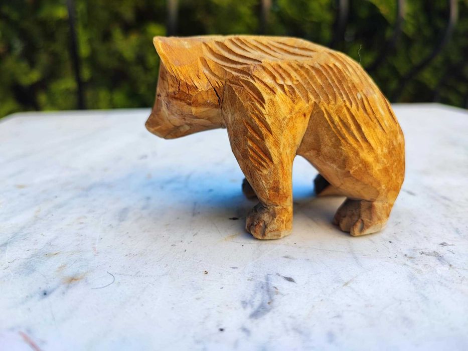 Drewniana figurka niedźwiedź,niedźwiadek,vintage lat 70-80