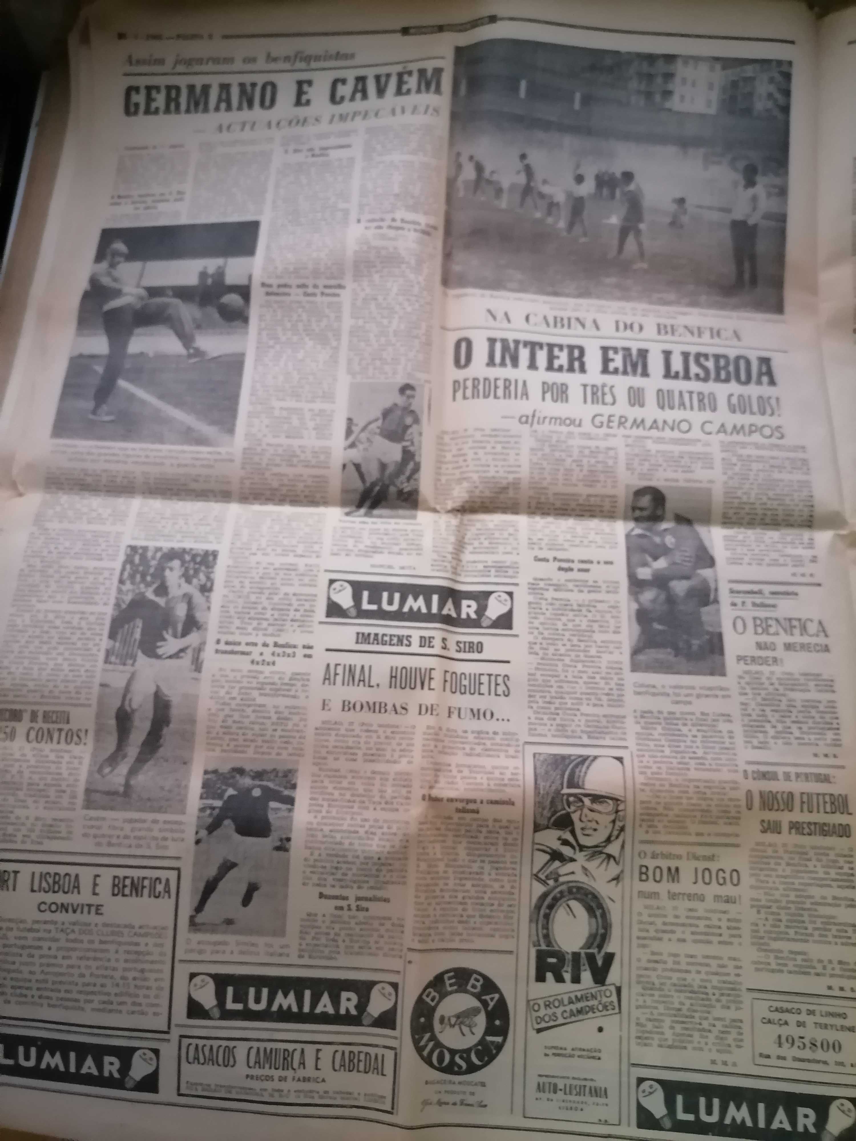 Final BENFICA vs INTER Taça Campeões Europeus 1964/65 Mundo Desportivo