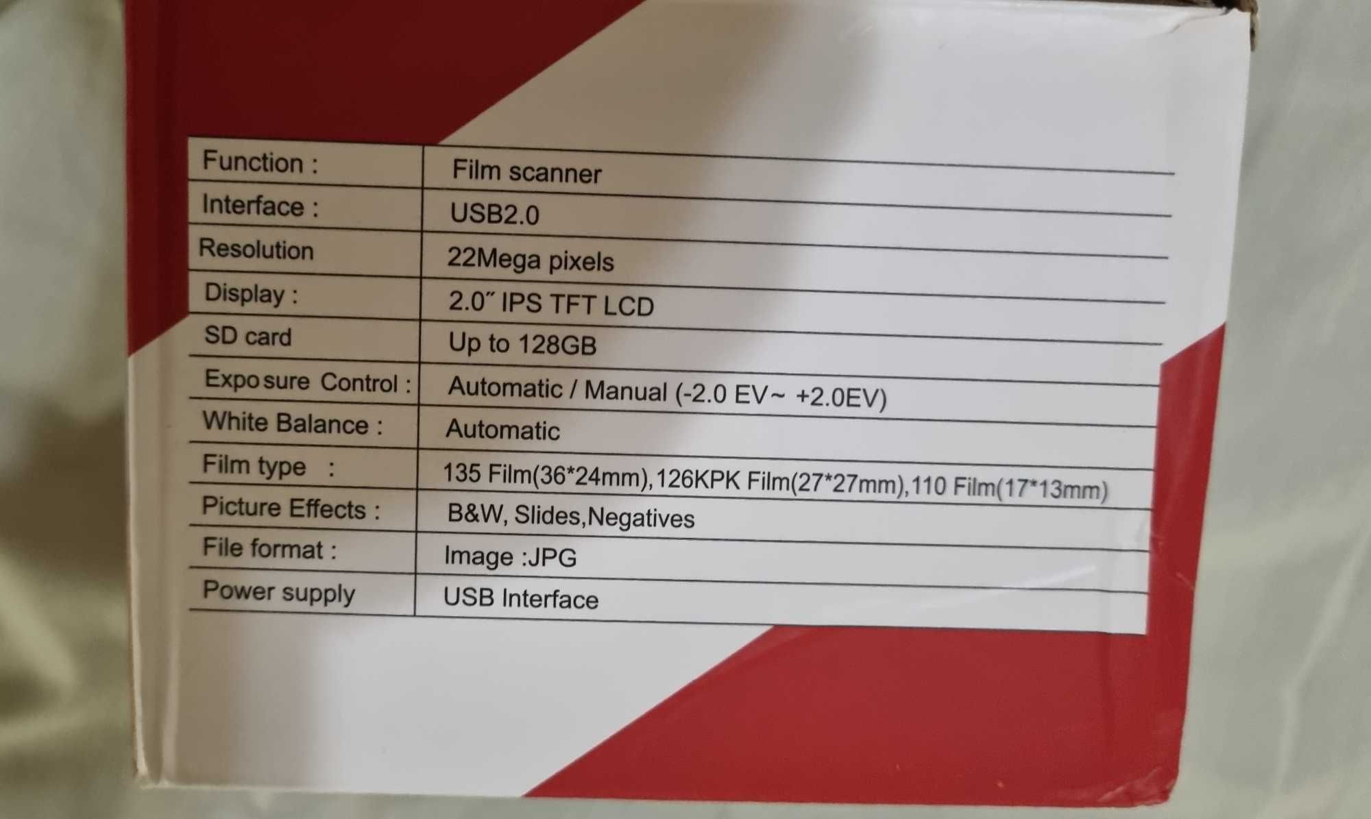 Portable film scanner