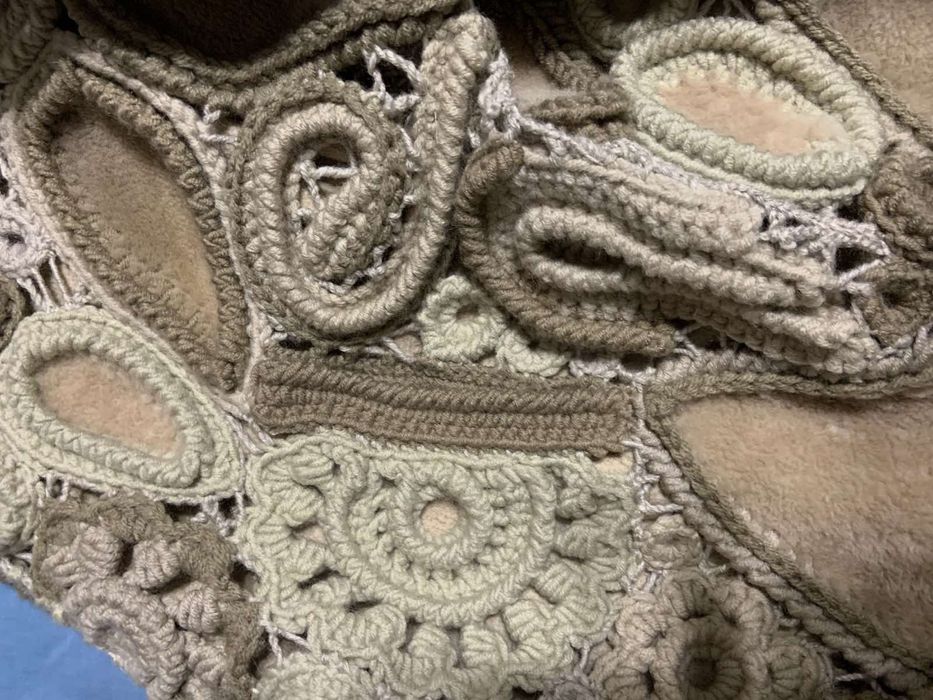 Дубленка эксклюзив Ирландское кружево, ручная работа р.50-52