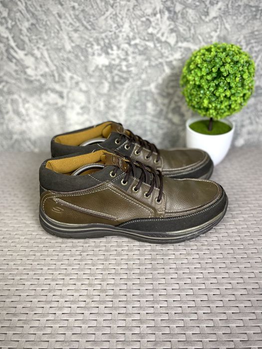 Skechers Relaxed Fit ботинки 45 размер кожаные коричневые оригинал