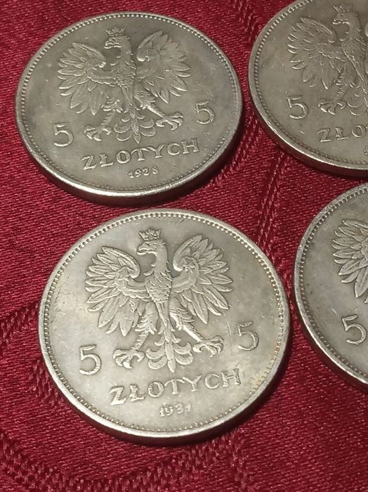 5 PLZ 1928 1930 1931 1932 польський злотий стан на фото
