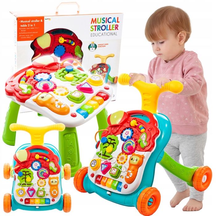 Chodzik Pchacz Interaktywny Stolik Edukacyjny Panel 5w1 Dla Dzieci