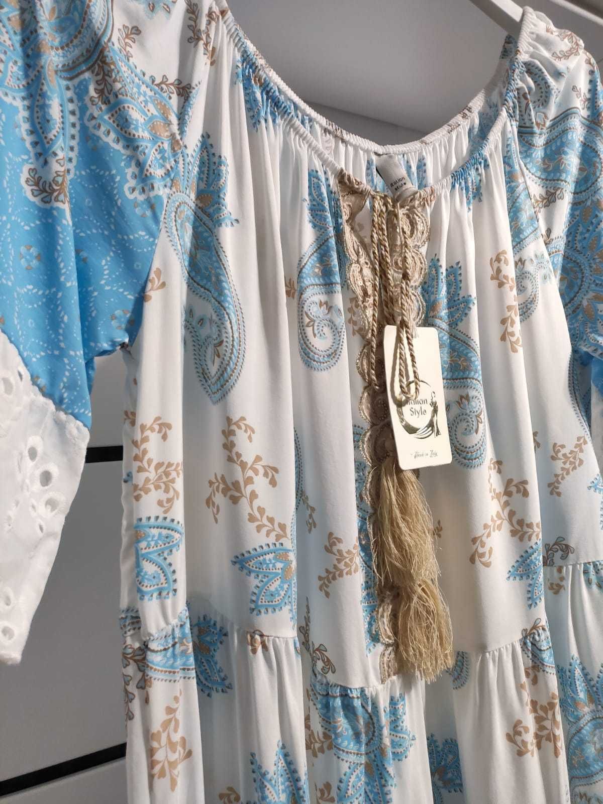 Hiszpanka boho latte przepiękna i stylowa maxi 100% wiskoza 3 kolory