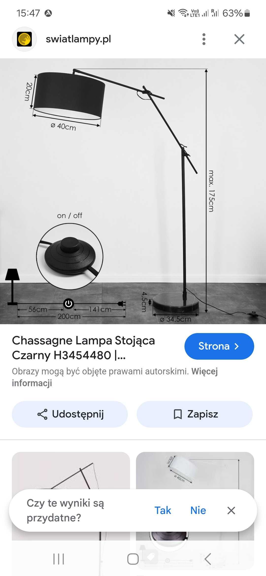 Lampa oświetleniowa stojąca regulowana wysokość