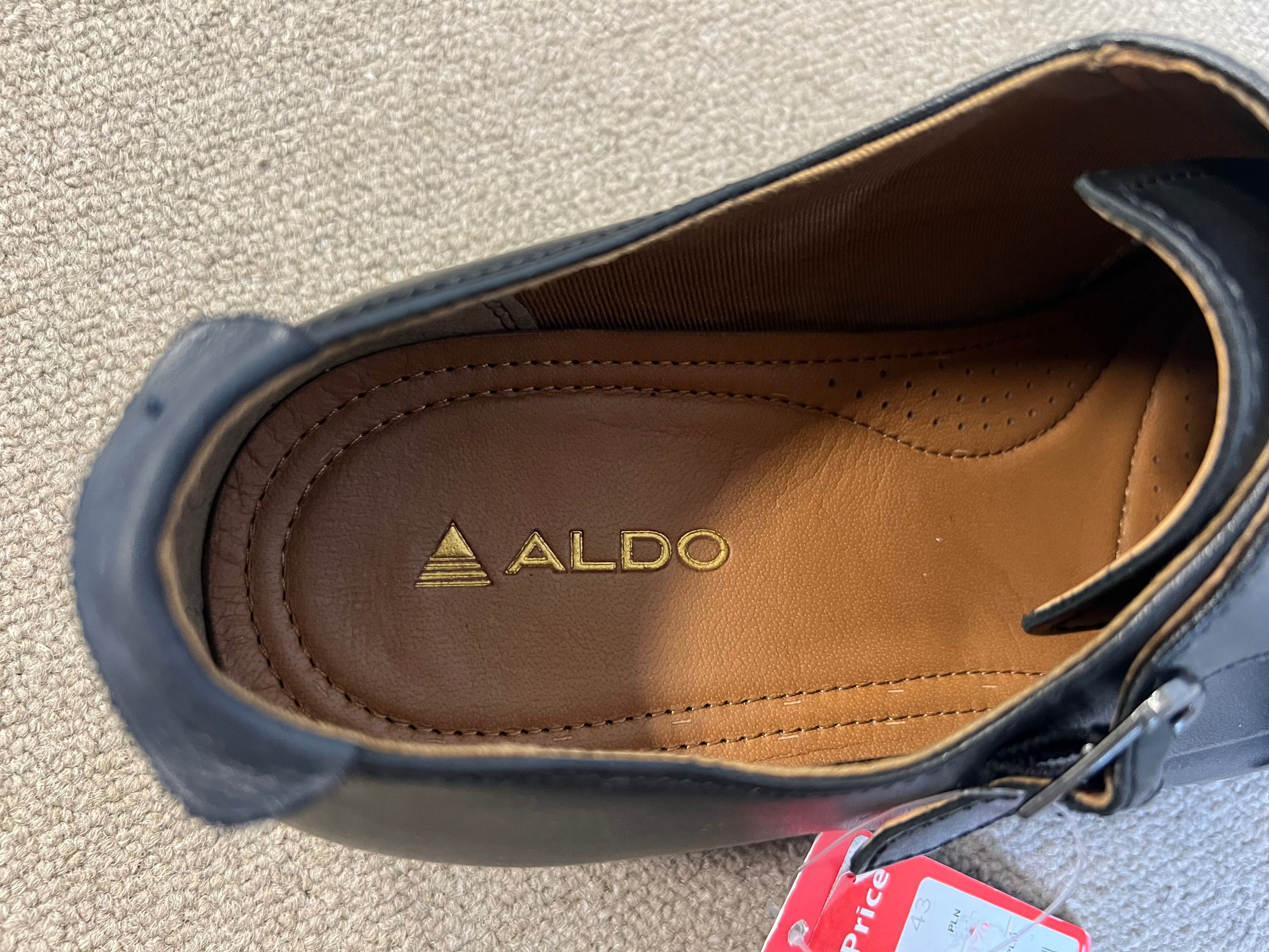 Buty męskie wizytowe Aldo, podwójne monki z klamerką czarne 43