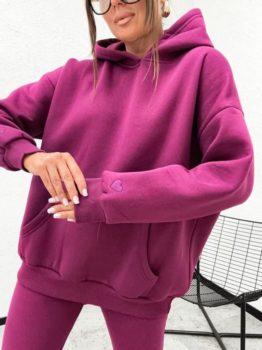 Komplet dresowy dres jagodowy śliwka jesień Varlesca chicaca XS S M L