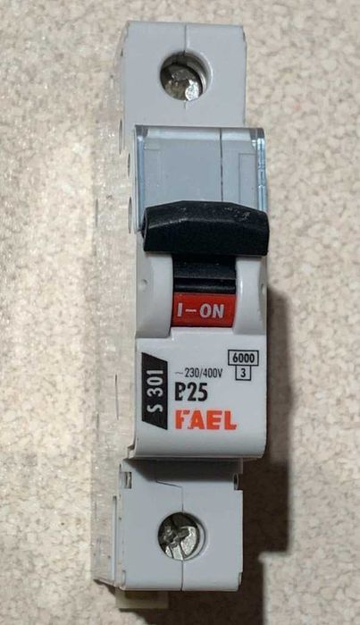 Wyłącznik Nadprądowy Bezpiecznik FAEL S301 P25 25A 1P B 230/400V