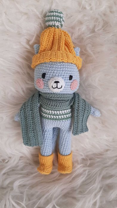 Kotek na szydełku, handmade, pluszak, zabawka