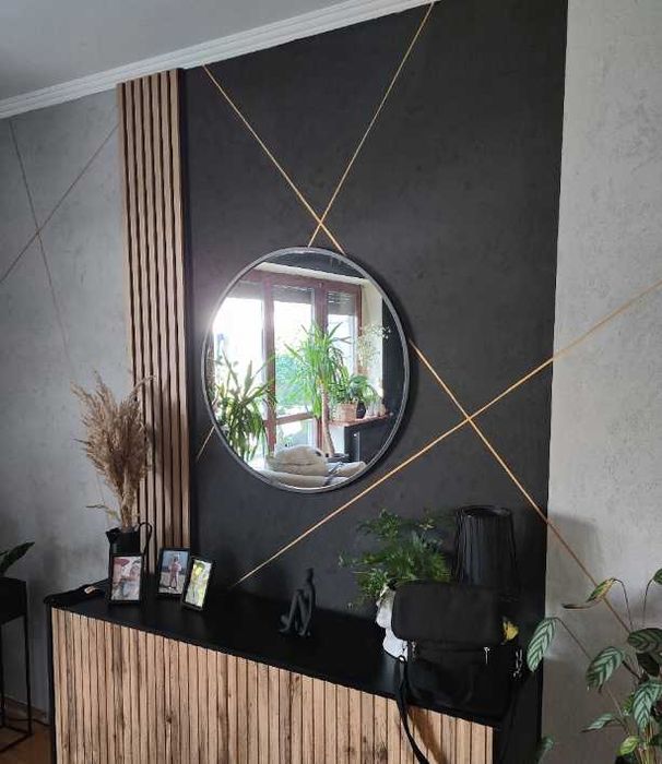 Duże OKRĄGŁE LUSTRO Wiszące 80cm Czarne Do Łazienki Salonu (PROMOCJA)