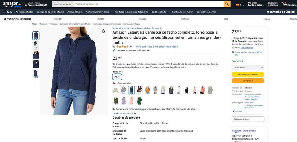 Amazon Camisola polar com capuz Tam: M (1426)