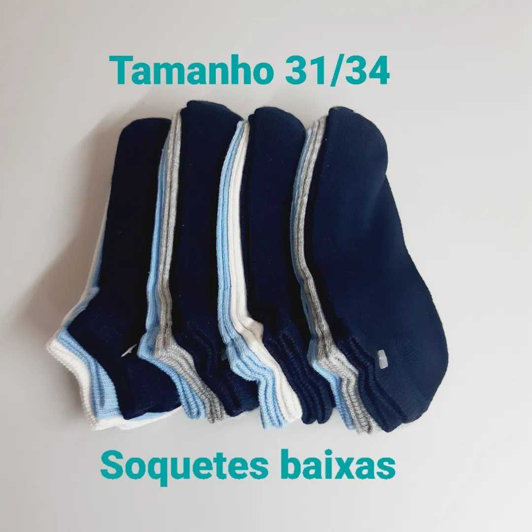 12 pares de soquetes tamanho 31/34 em algodão do bom.