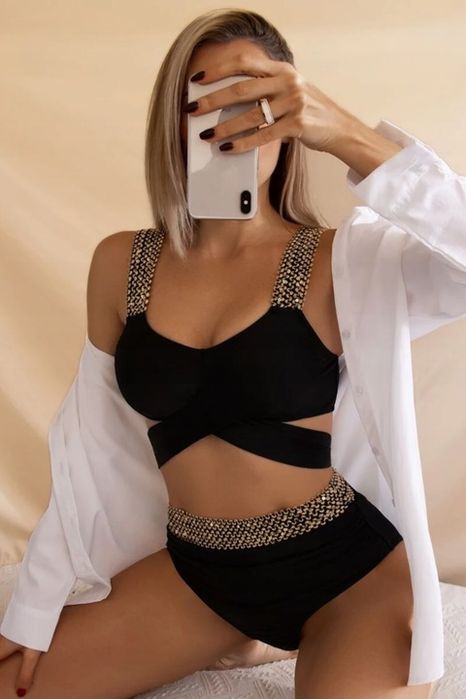 Strój Kąpielowy Dwuczęściowy Wiązany Kostium Seksowne Bikini Wysoki St