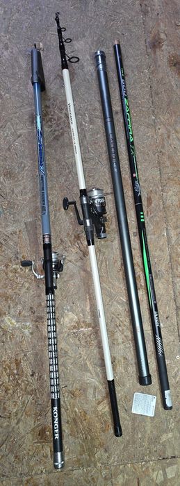 Wędka shimano -4 ry wędki z kołowrotkami i żyłkami. Pokrowiec GRATIS