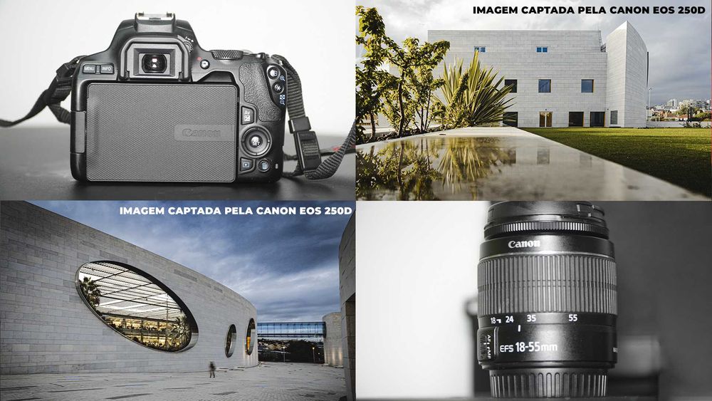 Canon EOS 250D + Lente 18-55mm + Kit Completo – DSLR em ótimo estado